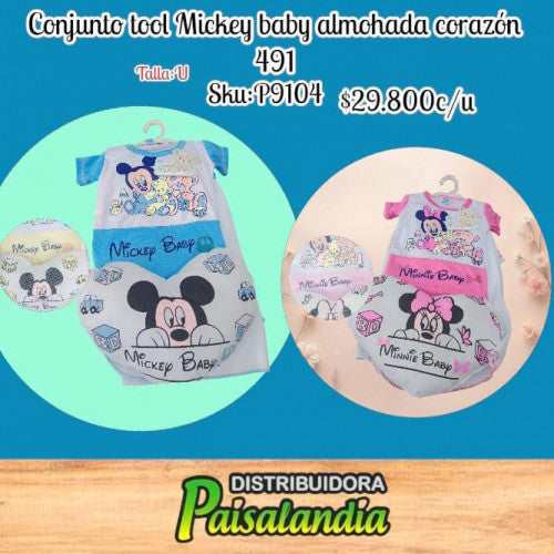 Conjunto mickey baby almohada corazon 491 (UND)