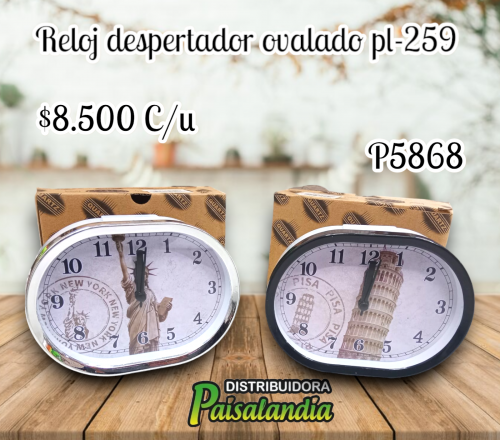 Reloj despertador ovalado pl-259