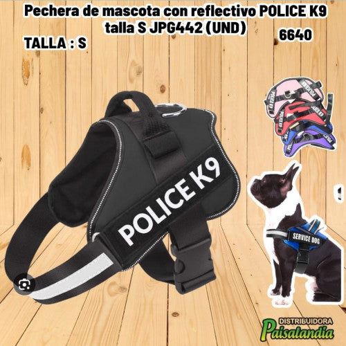 Pechera de mascota con reflectivo POLICE K9 talla S JPG442 (UND)