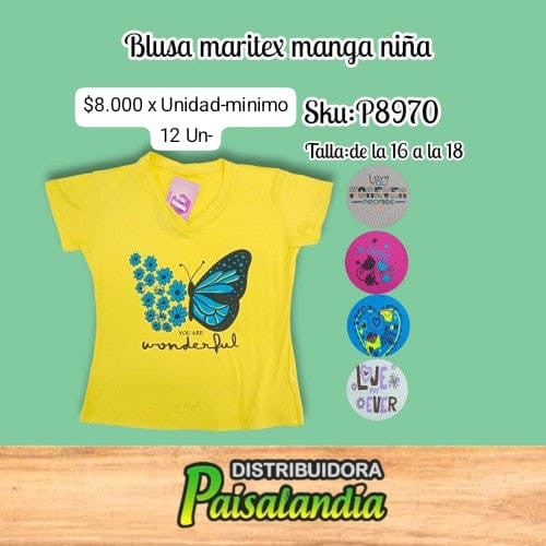 blusa marintex manga niña de 16 a la 18 (DC)