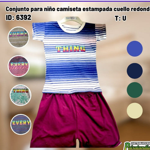 Conjunto para niño camiseta estampada cuello redondo (DC)