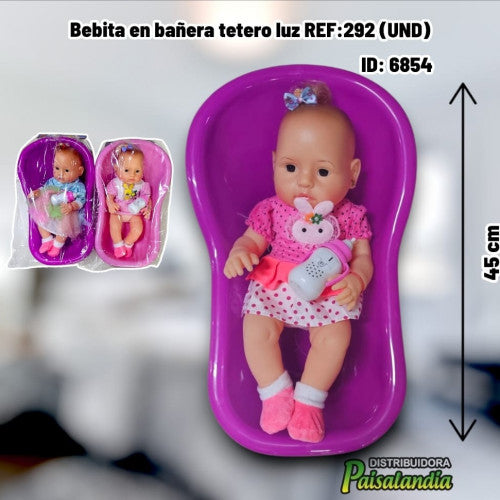 Bebita en bañera tetero luz REF:292 (UND)