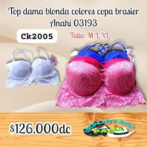 Top dama copa brasier blonda Anahi 03193