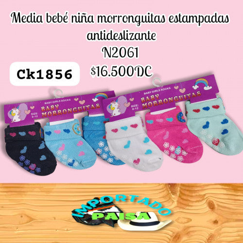 Media Bebe niña morronguitas estampada antideslizante N2061