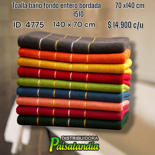 Toalla baño fondo entero bordada 70 x 140 cm 1510 (UND)