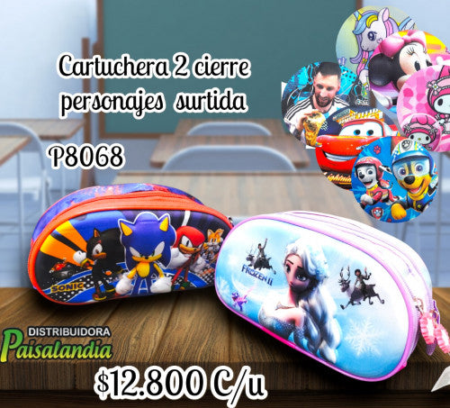 Cartuchera 2 cierre surtida (UND)