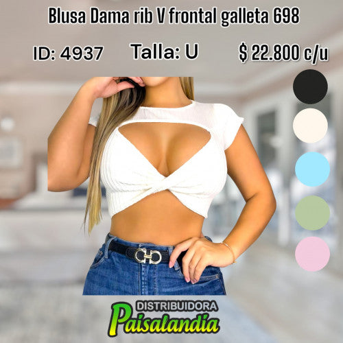 Blusa dama rib V frontal galleta 698 (UND)