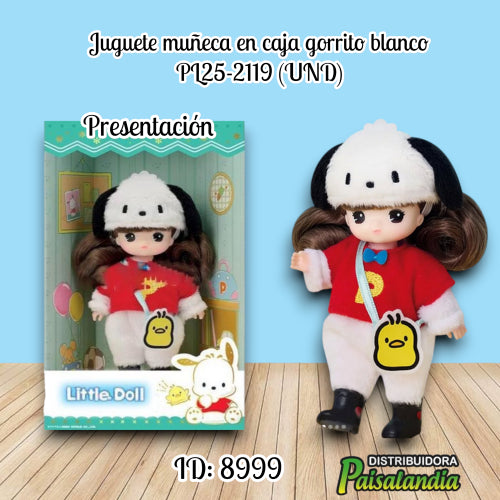 Juguete muñeca en caja gorrito blanco PL25-2119 (UND)