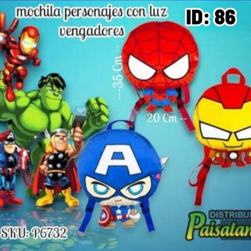 Mochila personajes con luz Vengadores surtido (UND)