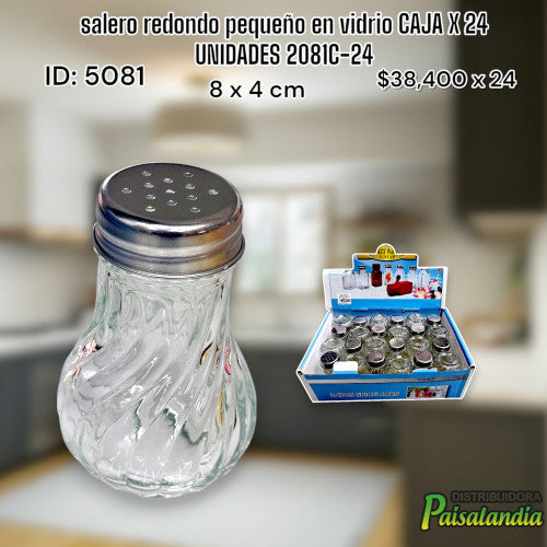 salero redondo pequeño en vidrio CAJA X 24 UNIDADES 2081C-24 (CAJA X24)
