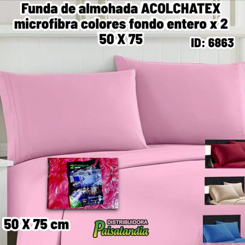 Funda de almohada ACOLCHATEX microfibra colores fondo entero x 2 50 X 75