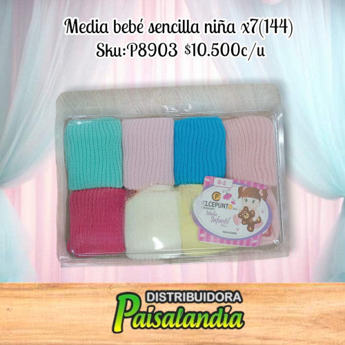 Media bebe sencilla niña x 7 144 (UND)