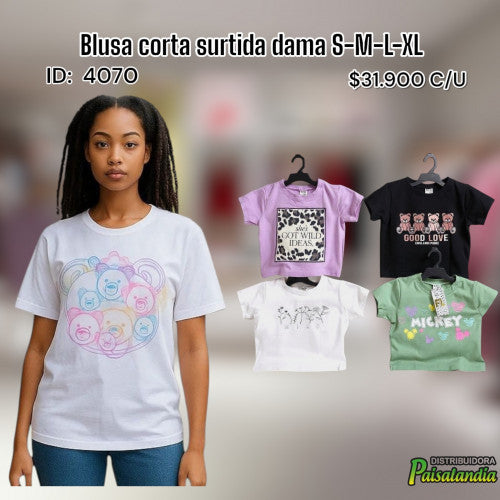 Blusa corta surtida dama S-M-L-XL (UND)