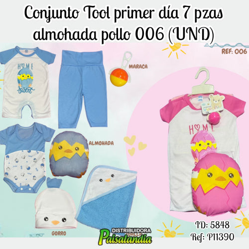 Conjunto Tool 7 pzas niño/niña almohada pollo 006 (UND)