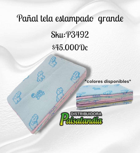 Pañal de tela estampado grande