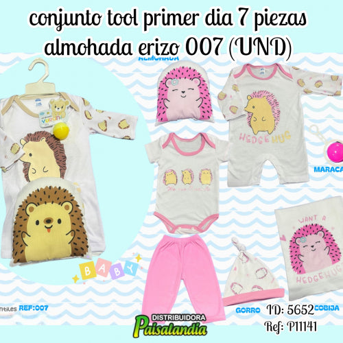 conjunto tool niño 7 piezas almohada erizo 007 (UND)