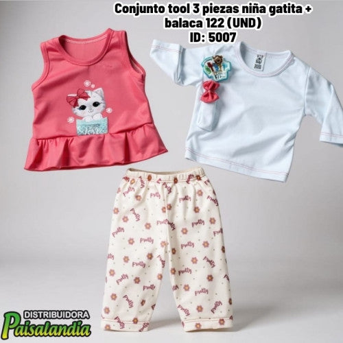 Conjunto tool 3 piezas niña gatita + balaca 122 (UND)