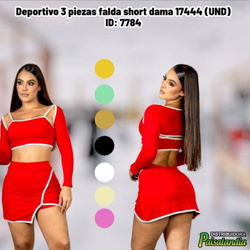 Deportivo 3 piezas falda short dama 17444 (UND)