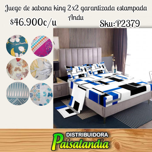 Sábana garantizada king estampada Andu (UND)
