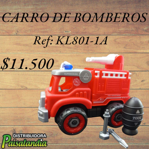 Juguete carro de bomberos KL801-1A-LOC (UND)