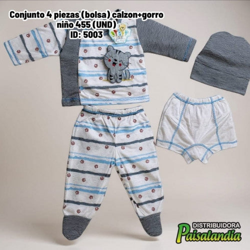 Conjunto 4 piezas calzon+gorro niño 455 (UND)
