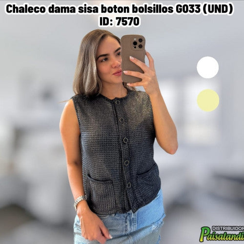 Chaleco dama sisa boton bolsillos G033 (UND)