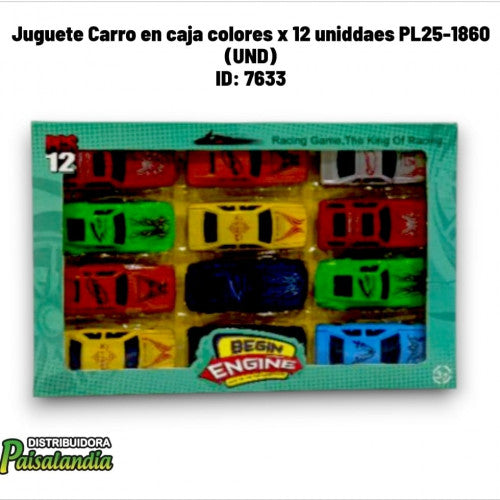 Juguete Carro en caja colores x 12 uniddaes PL25-1860 (UND)