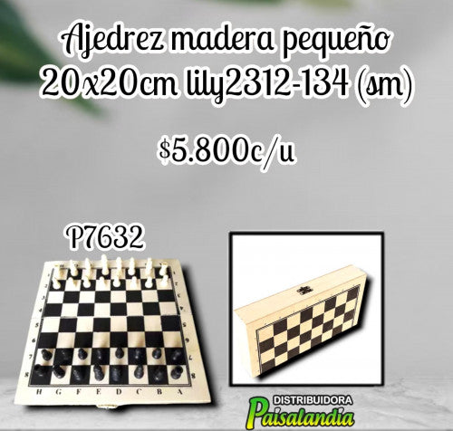 Ajedrez madera pequeño 20X20cm  LILY2312-134 (SM)