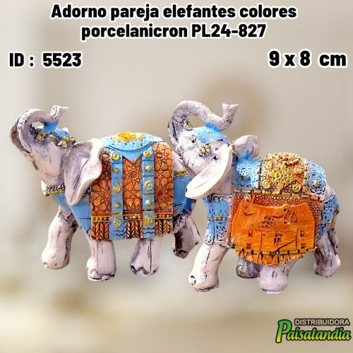 Adorno elefante X2 colores porcelanicron PL24-827 (UND)