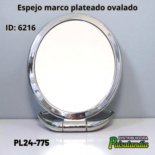 Espejo marco plateado ovalado PL24-775 20x13 cm (UND)
