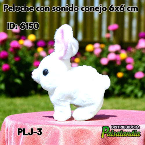 Peluche con sonido conejo 6x6 cm PLJ-3 (UND)