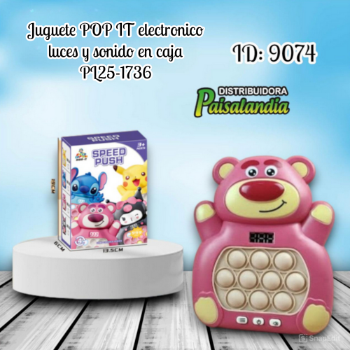 Juguete POP IT electronico luces y sonido en caja PL25-1736 (UND)