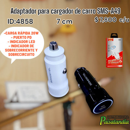 Adaptador para cargador de carro SMS-A49 (UND)
