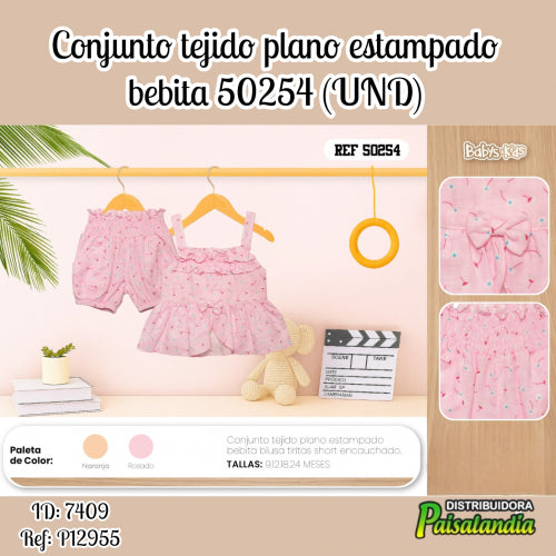 Conjunto tejido plano estampado bebita 50254 (UND)