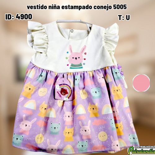 vestido niña estampado conejo 5005 (UND)