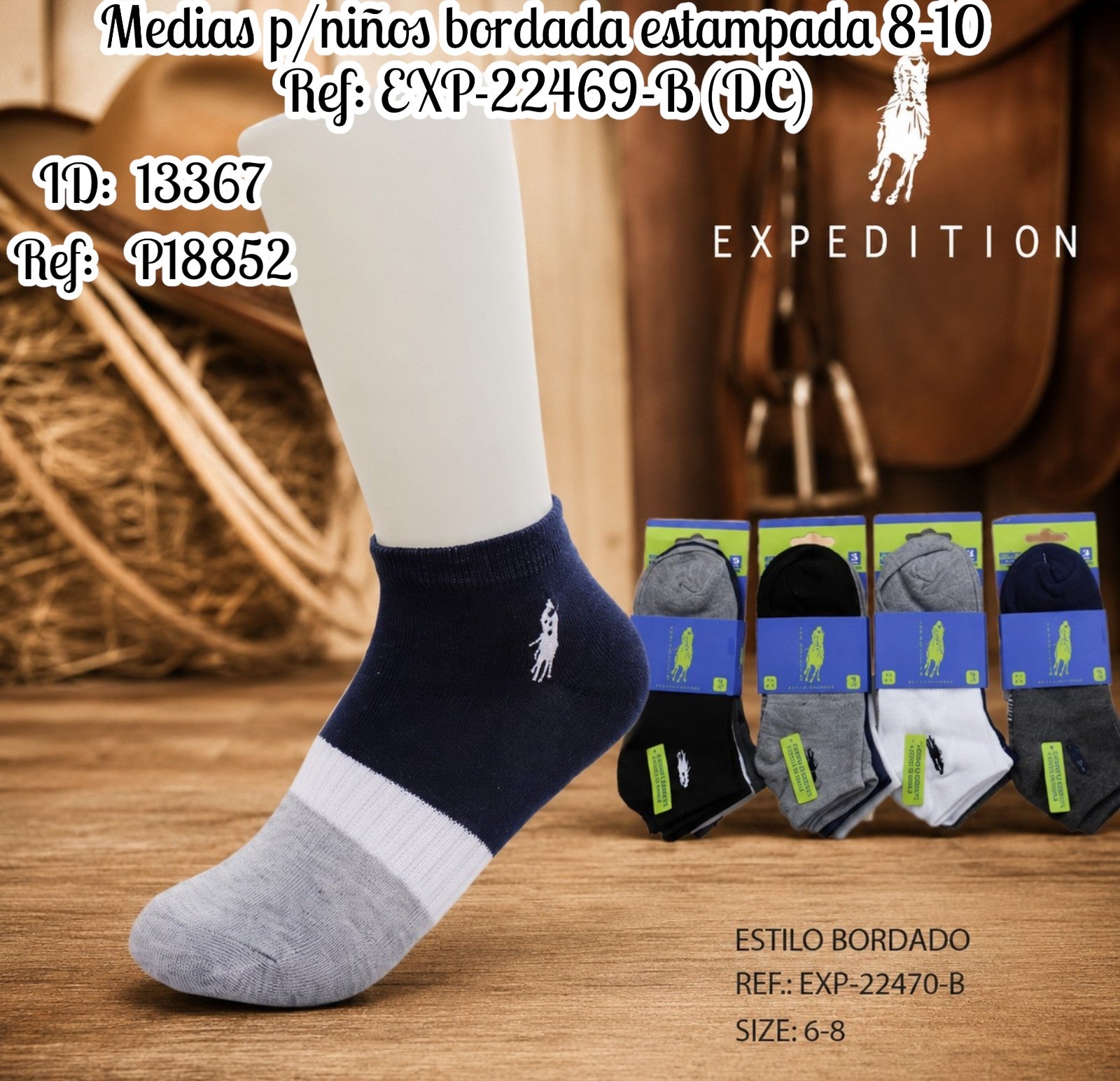 Medias p/niños bordada estampada 8-10 Ref: EXP-22469-B (DC)