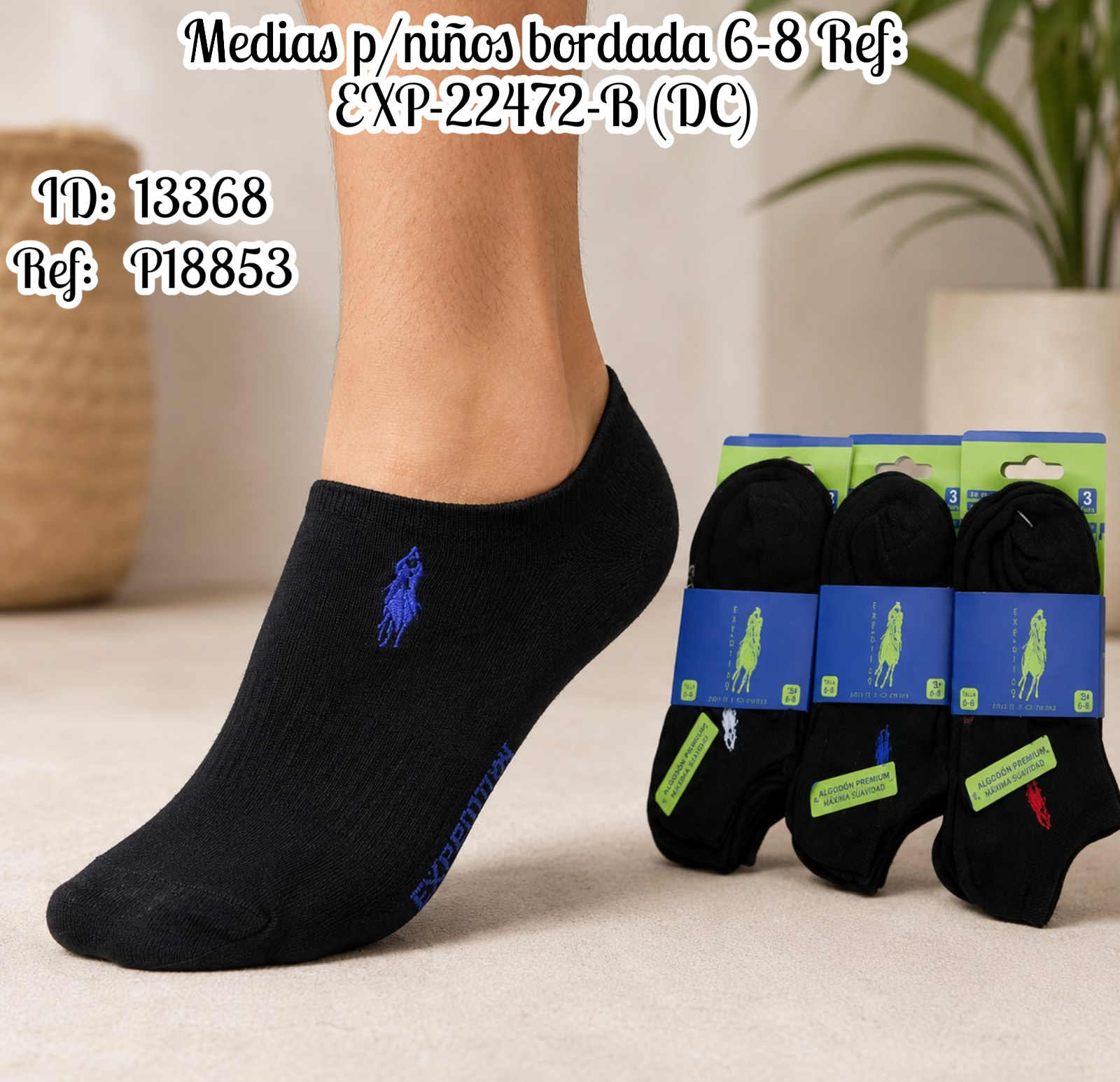 Medias p/niños  bordada 6-8 Ref: EXP-22472-B (DC)