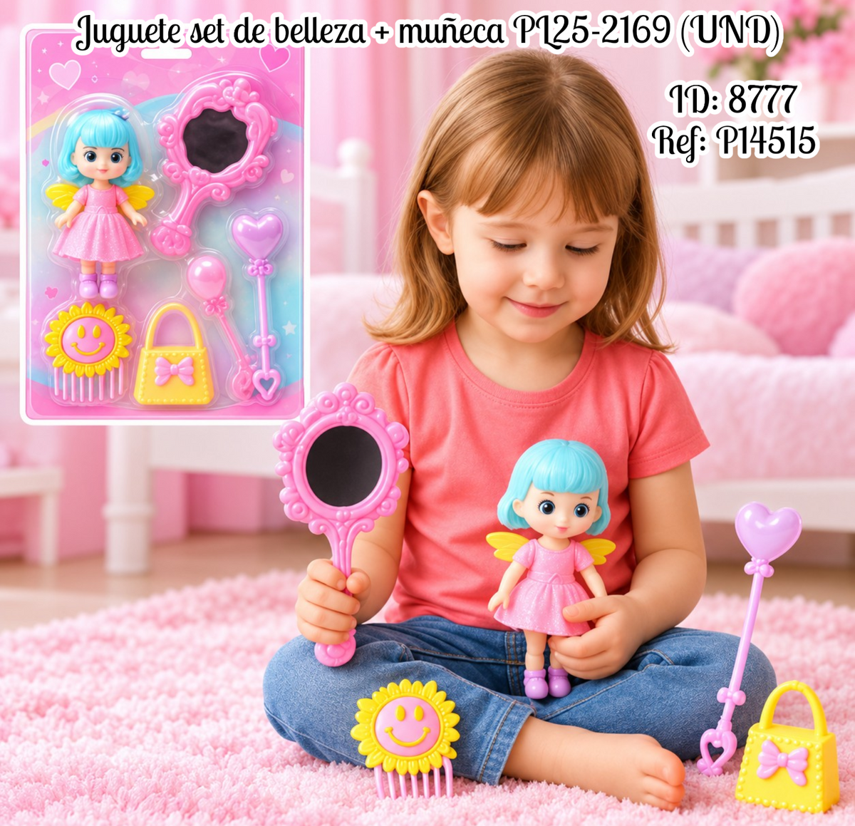 Juguete set de belleza + muñeca al por mayor – Ref. PL25-2169