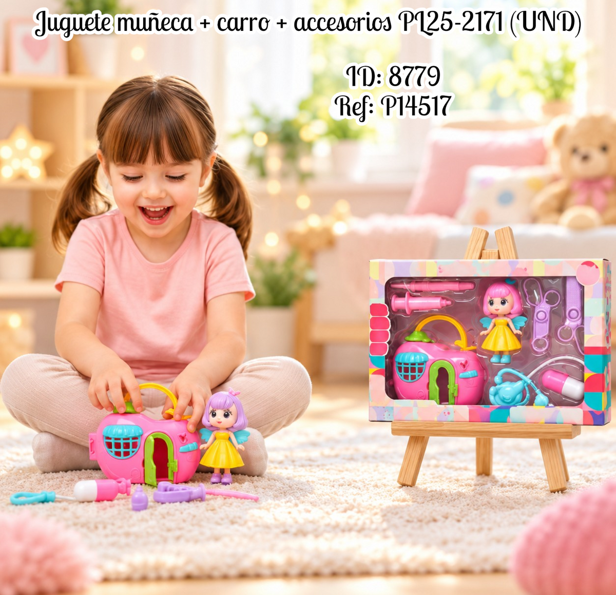 Juguete muñeca + carro + accesorios PL25-2171 (UND)
