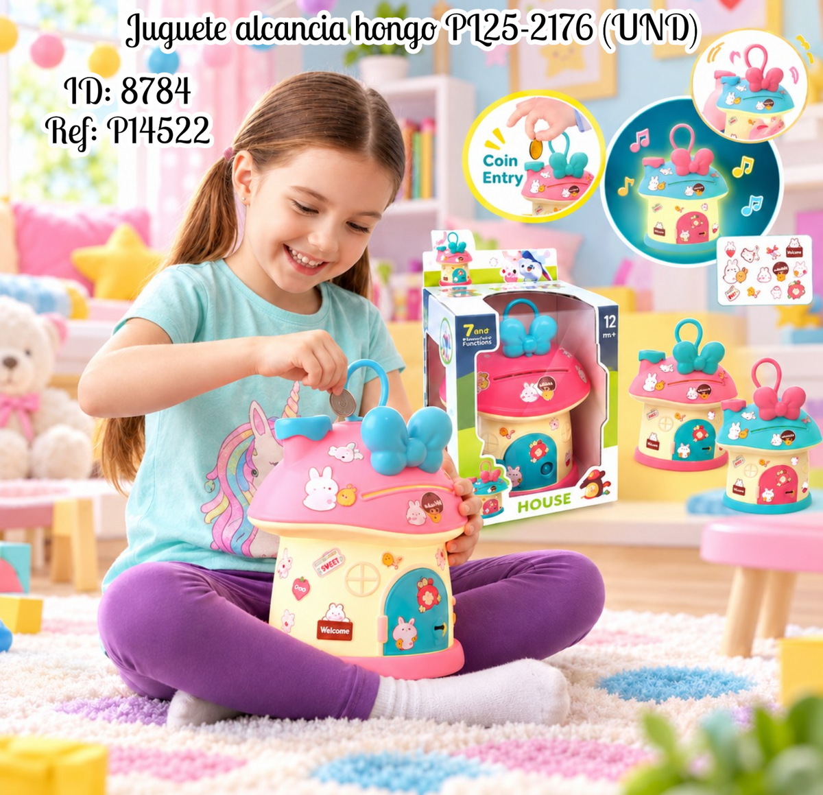 Juguete alcancia hongo PL25-2176 (UND)