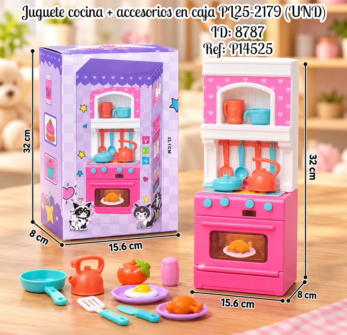 Juguete cocina + accesorios en caja PL25-2179 (UND)