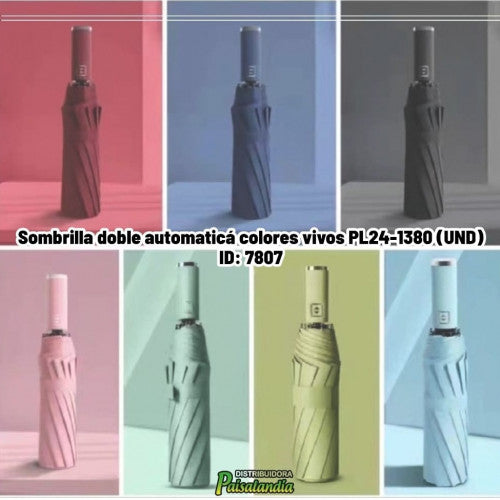 Sombrilla doble automaticá colores vivos PL24-1380 (UND)