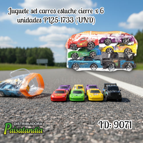 Juguete set carros estuche cierre x 6 unidades PL25-1733 (UND)
