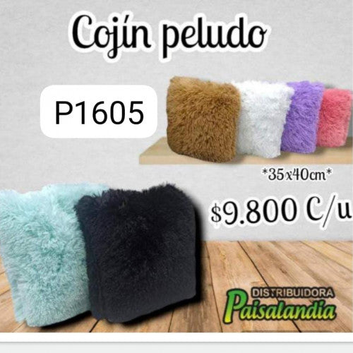 Cojín peludo colores surtidos (UND)