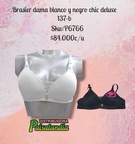 Brasier dama blanco/negro chic deluxe