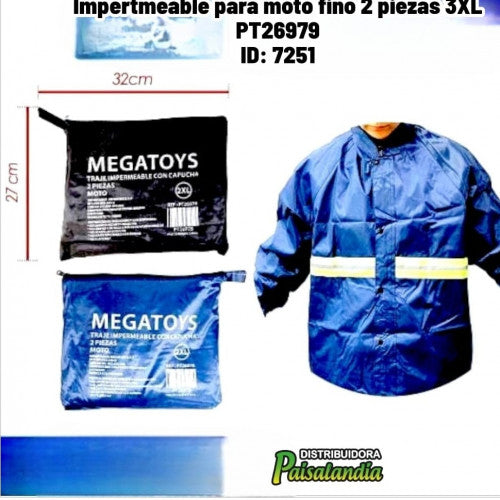 Impertmeable para moto fino 2 piezas 3XL PT26979
