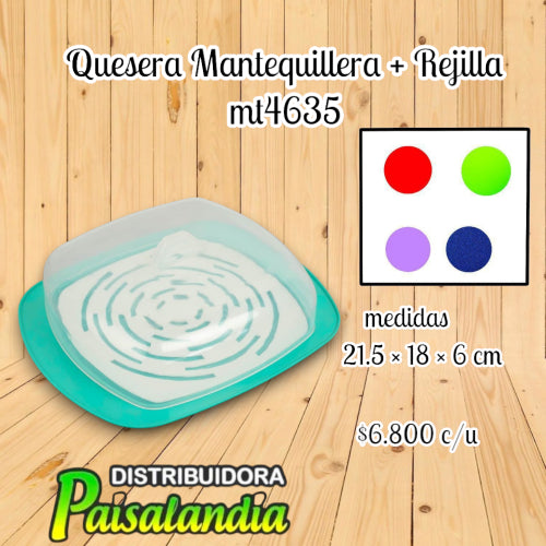 Quesera mantequillera con rejilla (UND)