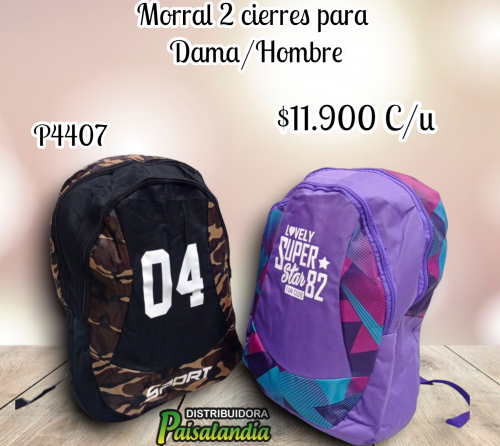 Morral 2 cierres para
 Dama/Hombre