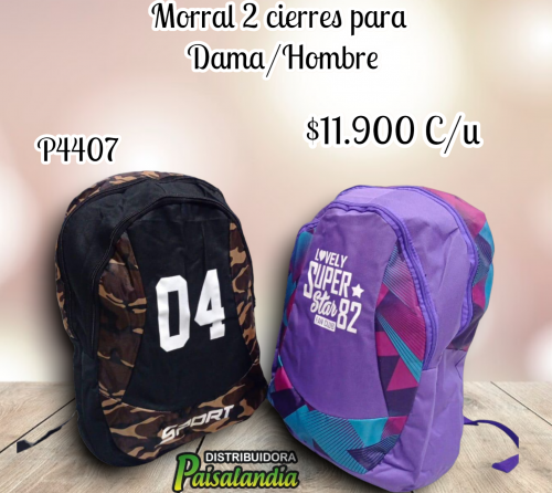 Morral 2 cierres para dama/hombre (UND)