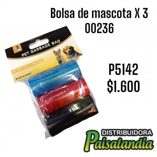 Bolsa para residuos de mascota x3 00236 (UND)